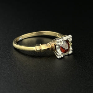 Vintage Art Deco 14K Gold Garnet Solitaire Illusion Ring, Sz 6.5 - Boylerpf