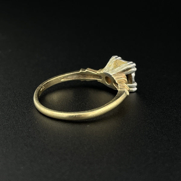 Vintage Art Deco 14K Gold Garnet Solitaire Illusion Ring, Sz 6.5 - Boylerpf