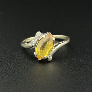 Vintage 10K Gold Marquise Cut Yellow Topaz Ring, Sz 6 1/4 - Boylerpf