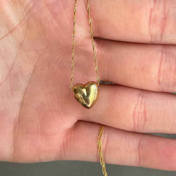 Vintage inspired style antique gold puffed heart charm necklace | Pirate  Treasures Handmade Jewellery
