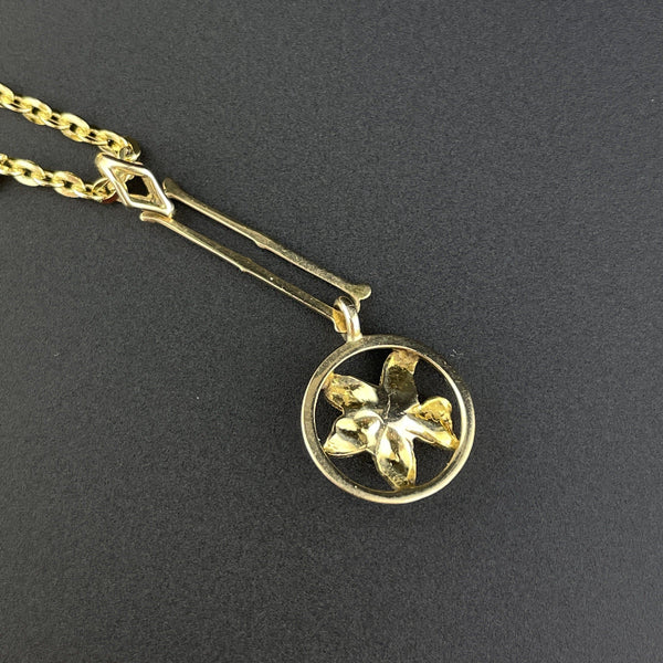 Vintage 10K Gold Simulated Sapphire Star Lavaliere Pendant Necklace - Boylerpf