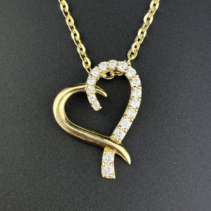 Vintage 10K Gold Open Heart Pendant Necklace - Boylerpf