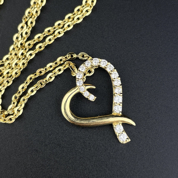 Vintage 10K Gold Open Heart Pendant Necklace - Boylerpf