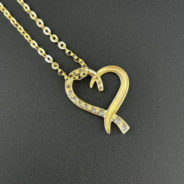 Vintage 10K Gold Open Heart Pendant Necklace - Boylerpf