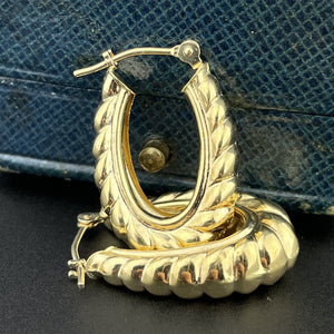 Vintage Solid 14K Gold Double Sided Braid Earrings - Boylerpf