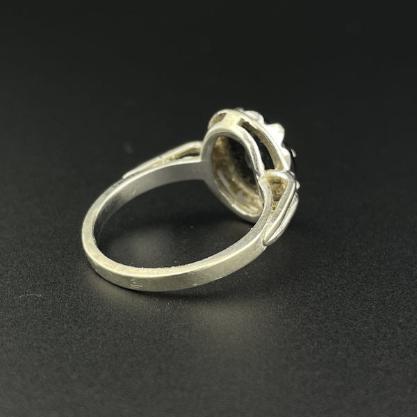 Vintage Art Deco 10K White Gold Black Onyx Diamond Ring, Sz 6 1/4 - Boylerpf