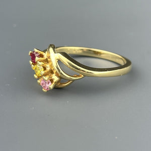 Vintage 14K Gold Multicolored Three Stone Ring - Boylerpf