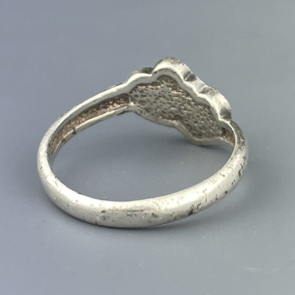 Vintage Silver Turquoise Two Heart Ring, Sz 7 1/4 - Boylerpf