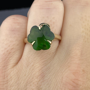 Vintage 10K Gold Green Four Leaf Clover Ring, Sz 6.5 - Boylerpf