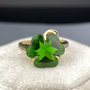 Vintage 10K Gold Green Four Leaf Clover Ring, Sz 6.5 - Boylerpf