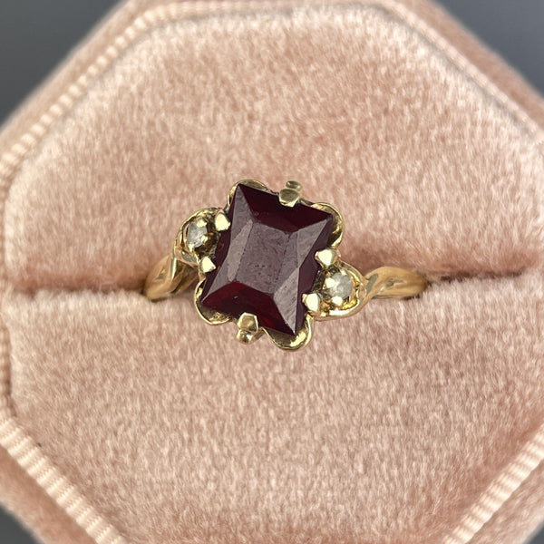 Vintage Art Deco 10K Gold Emerald Cut Ruby Ring, Sz 8 1/4 - Boylerpf
