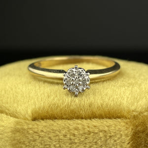 Vintage Art Deco Style 10K Gold Diamond Cluster Engagement Ring, Sz 6.5 - Boylerpf