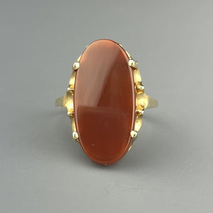 Vintage 14K Gold Oval Carnelian Signet Style Ring, Sz 7 - Boylerpf