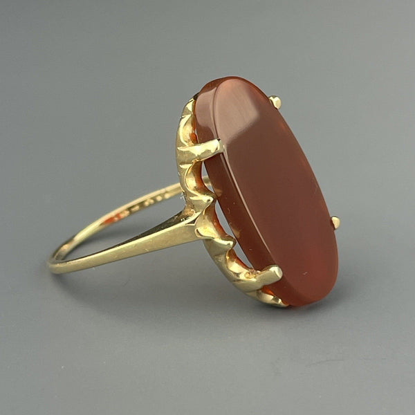 Vintage 14K Gold Oval Carnelian Signet Style Ring, Sz 7 - Boylerpf