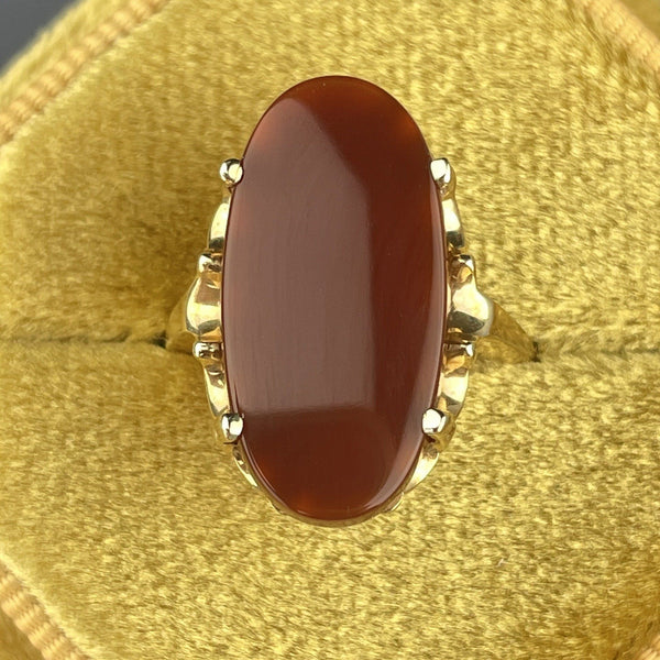 Vintage 14K Gold Oval Carnelian Signet Style Ring, Sz 7 - Boylerpf