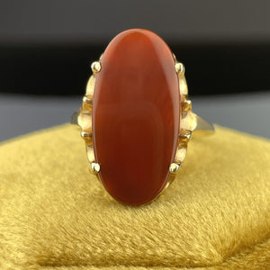 Vintage 14K Gold Oval Carnelian Signet Style Ring, Sz 7 - Boylerpf