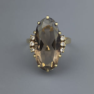 Vintage 10K Gold Large Smoky Quartz Statement Ring, Sz 7.5 - Boylerpf