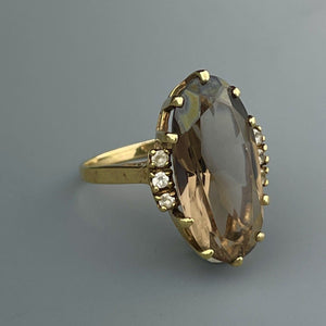 Vintage 10K Gold Large Smoky Quartz Statement Ring, Sz 7.5 - Boylerpf