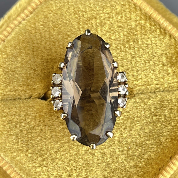 Vintage 10K Gold Large Smoky Quartz Statement Ring, Sz 7.5 - Boylerpf
