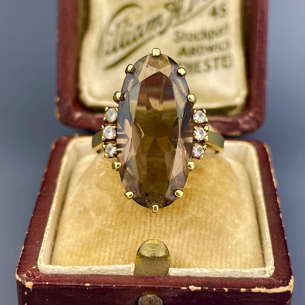 Vintage 10K Gold Large Smoky Quartz Statement Ring, Sz 7.5 - Boylerpf