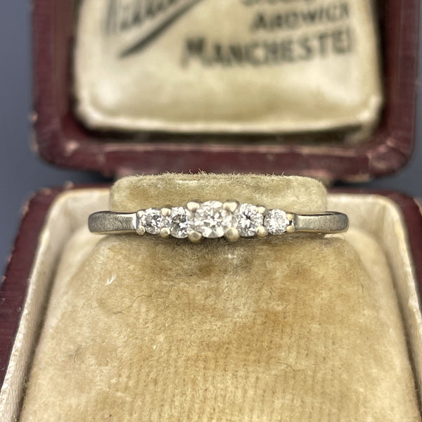 Vintage 10k White Gold 6mm Round Upside Down CZ 6 Prong Solitaire SZ5.75  Ring