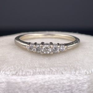 Vintage 10K White Gold Five Stone Diamond Ring, Sz 6 - Boylerpf