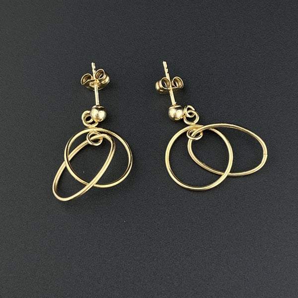 Vintage Solid 10K Gold Double Hoop Post Earrings - Boylerpf