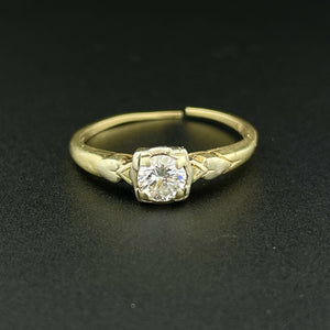 Vintage 14K Gold Heart .36 CTW Diamond Engagement Ring, Sz 6 3/4 Wear or Repair - Boylerpf