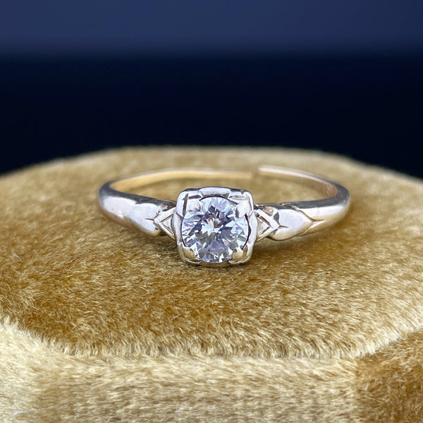 Vintage 14K Gold Heart .36 CTW Diamond Engagement Ring, Sz 6 3/4 Wear or Repair - Boylerpf