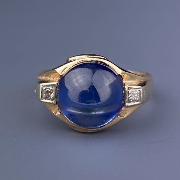 Vintage 14K 10 CTW Sapphire Diamond Mens Ring, Sz 11 1/4 - Boylerpf
