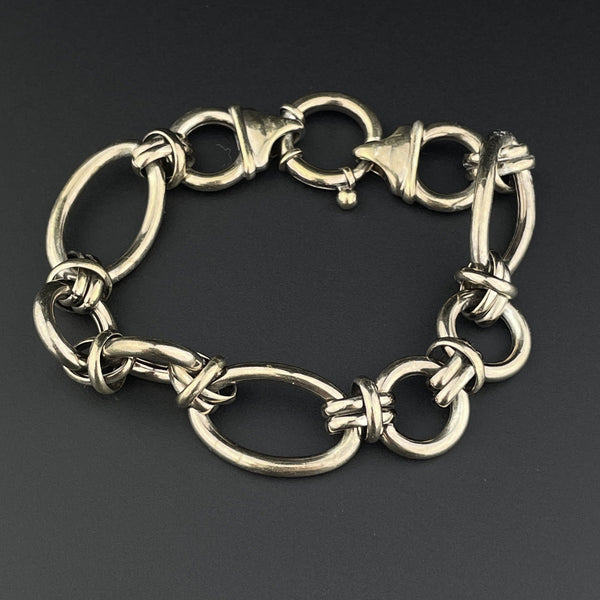 Vintage Sterling Silver Heavy Italian Curb Link Chain Bracelet - Boylerpf