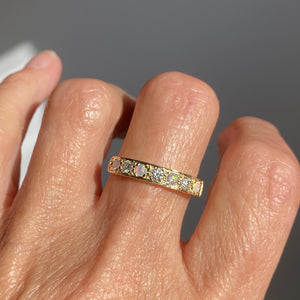 Vintage 14K Gold Diamond Opal Band Ring - Boylerpf