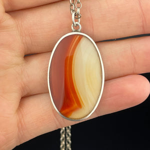 Vintage Silver Scottish Moss Agate Carnelian Two Sided Pendant Necklace - Boylerpf