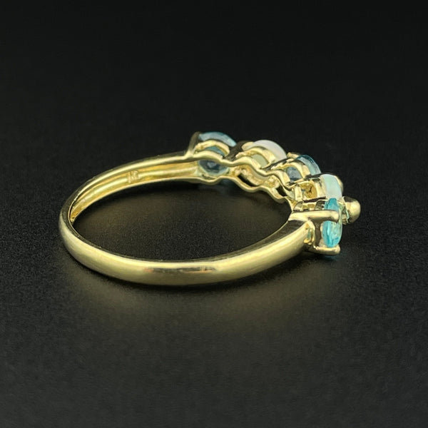Vintage Gold Opal Simulated Blue Topaz Half Hoop Stacking Ring, Sz 6 1/2 - Boylerpf