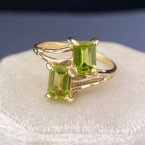 Vintage 10K Gold Peridot Bypass Ring, Sz 7 3/4 - Boylerpf