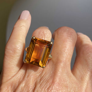 Retro 25 Carat Citrine Cocktail Ring in 14K Gold - Boylerpf