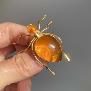 Large Russian Amber Bug Insect Brooch - Boylerpf