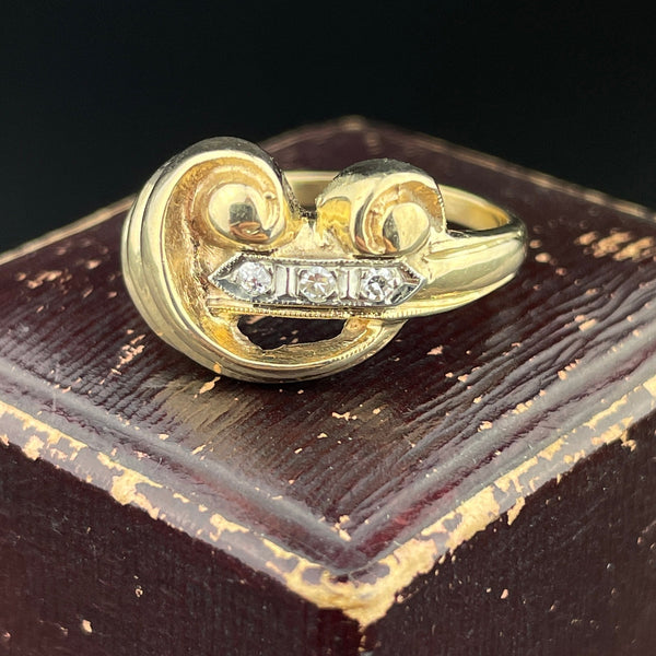 Vintage 14K Gold Three Stone Diamond Ring - Boylerpf