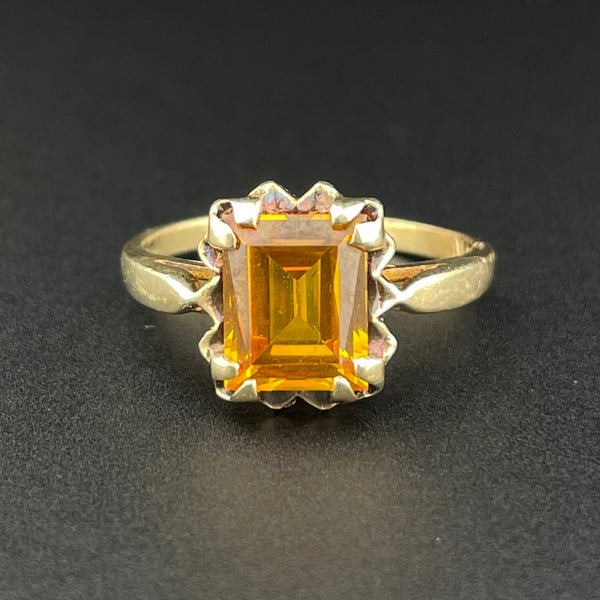 Vintage 10K Gold Emerald Cut Citrine Solitaire Ring, Sz 5 3/4 - Boylerpf