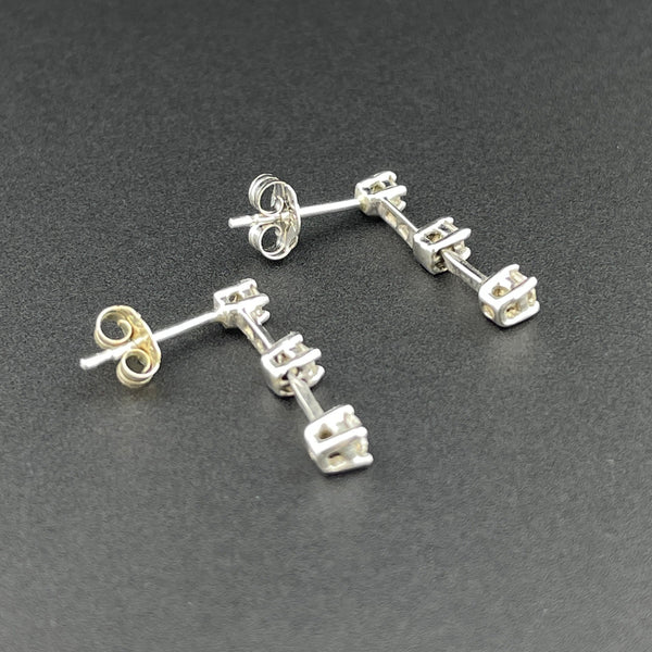 Vintage 10K White Gold Diamond Journey Earrings - Boylerpf