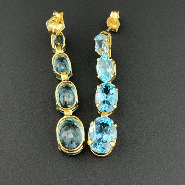 Vintage Blue Topaz 14K Gold Journey Drop Earrings - Boylerpf