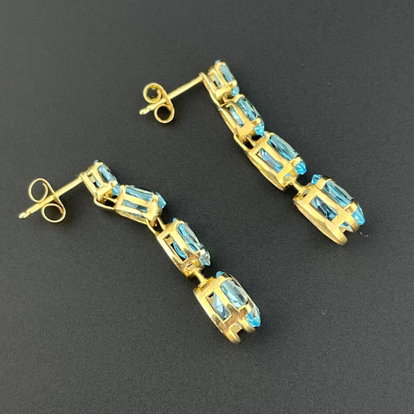 Vintage Blue Topaz 14K Gold Journey Drop Earrings - Boylerpf