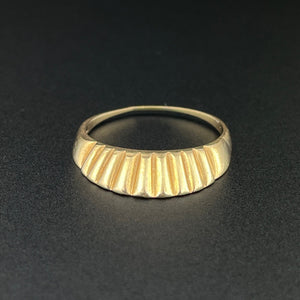 Vintage Scallop 14K Sculpted Solid Gold Ring, Sz 7 1/4 B - Boylerpf