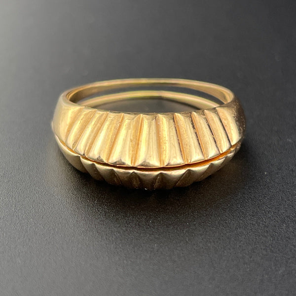 Vintage Scallop 14K Sculpted Solid Gold Ring, Sz 7 1/4 B - Boylerpf