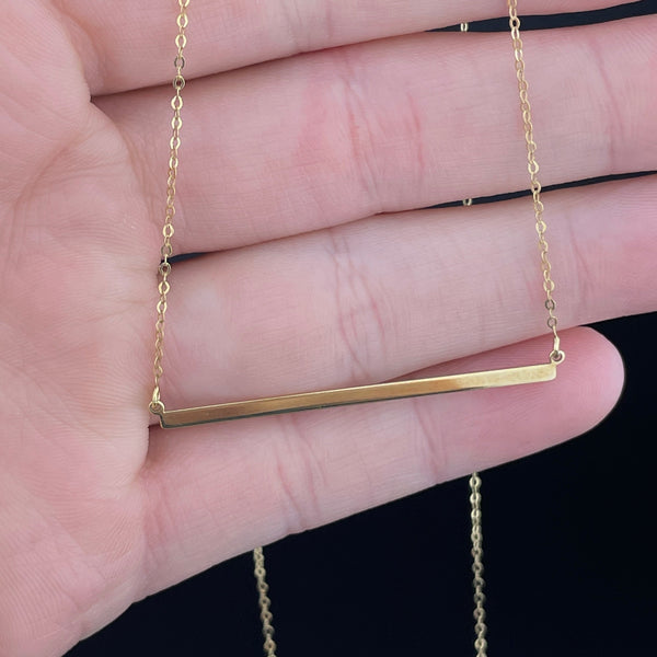 Vintage Solid 14K Gold Bar Chain Necklace - Boylerpf