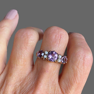 Gold Pearl and Amethyst Victorian Style Ring - Boylerpf