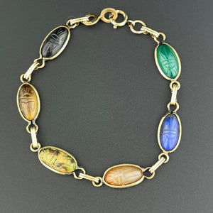 Vintage Gold Fill Egyptian Beetle Bug Scarab Bracelet - Boylerpf