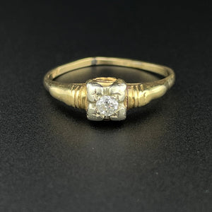 Vintage 14K Gold Diamond Art Deco Engagement Ring, Sz 7 3/4 - Boylerpf