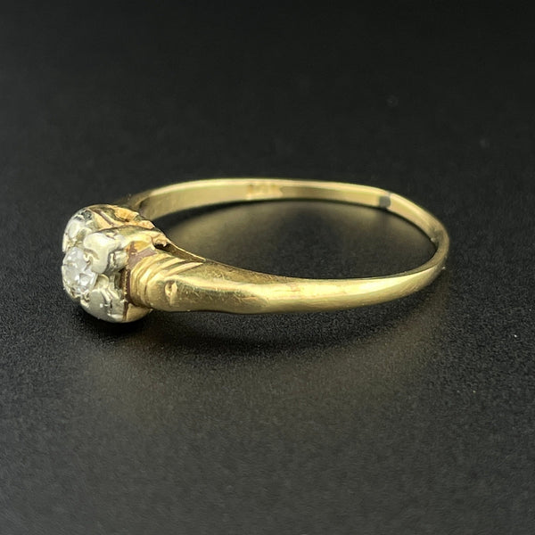 Vintage 14K Gold Diamond Art Deco Engagement Ring, Sz 7 3/4 - Boylerpf