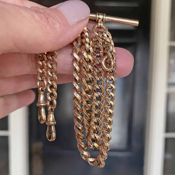 Antique Rolled Gold Double Albert Watch Chain - Boylerpf